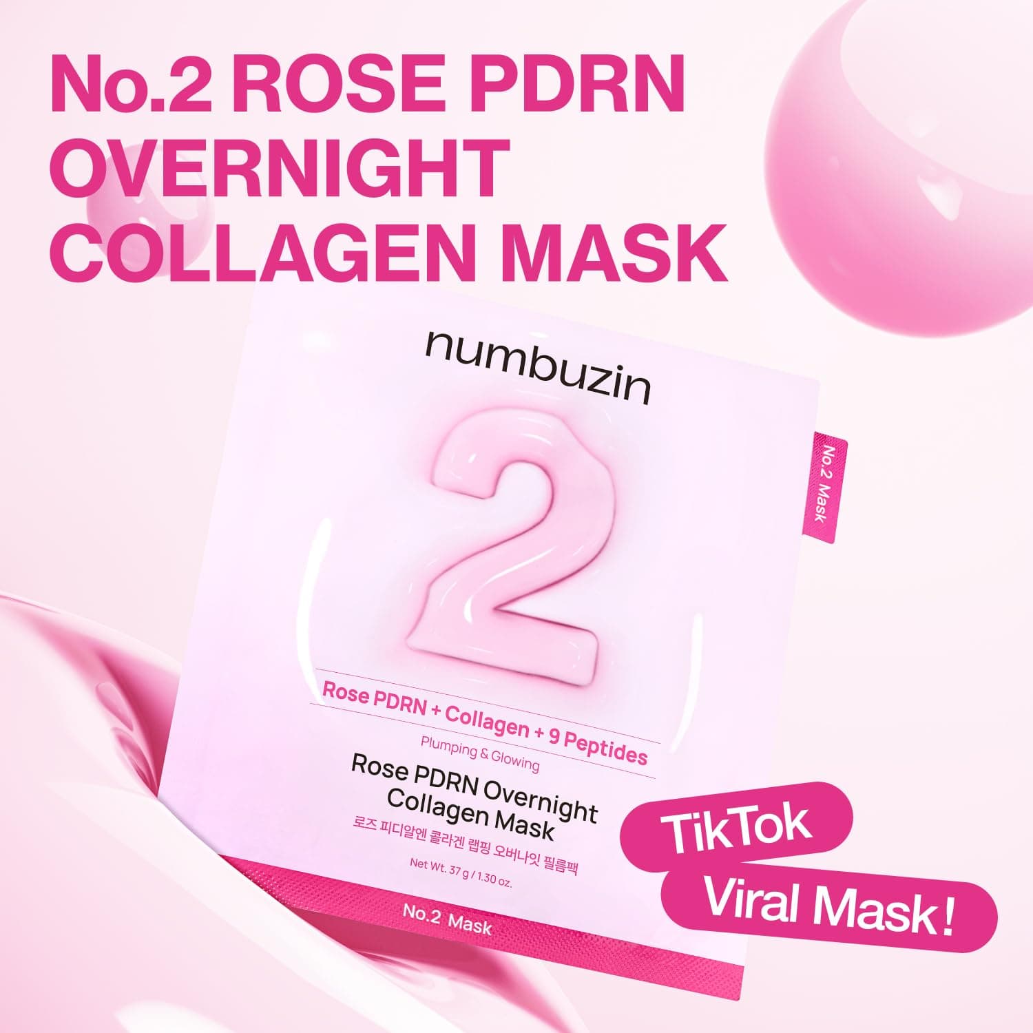 No.2 Rose PDRN Collagen Plumping Sheet Mask 2