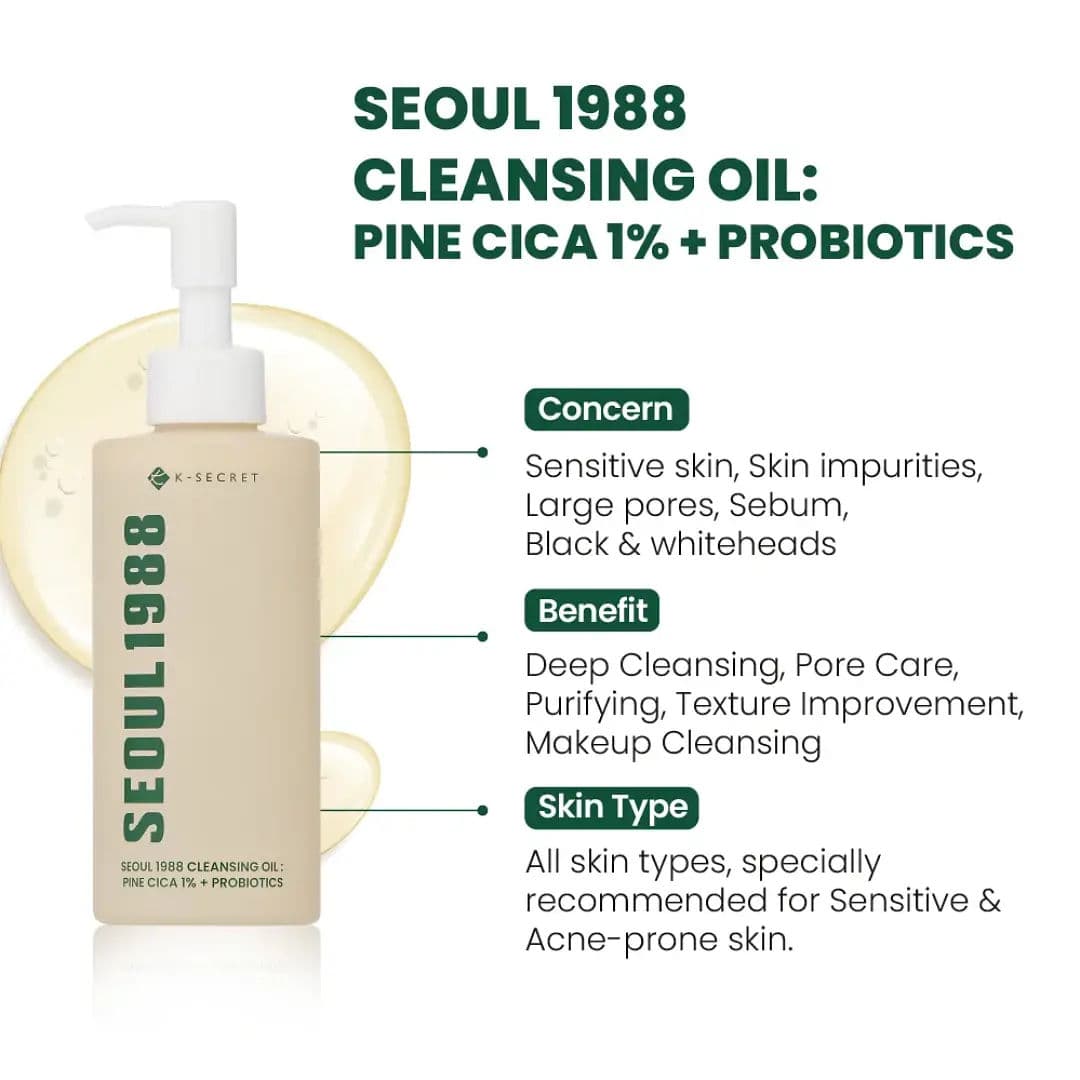 SEOUL 1988 Cleansing Oil : Pine Cica 1% + Probiotics 3